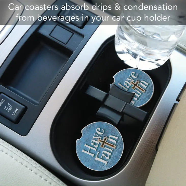 HAVE FAITH Absorbent stone car coaster