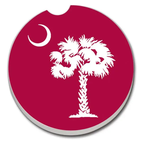 SC STATE FLAG_GARNET Absorbent stone car coaster