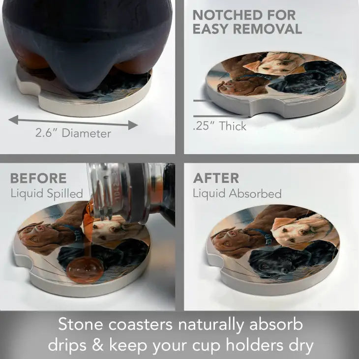 HUNTING DOGS Absorbent stone car coaster