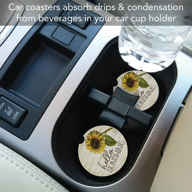 HELLO SUNSHINE Absorbent stone car coaster