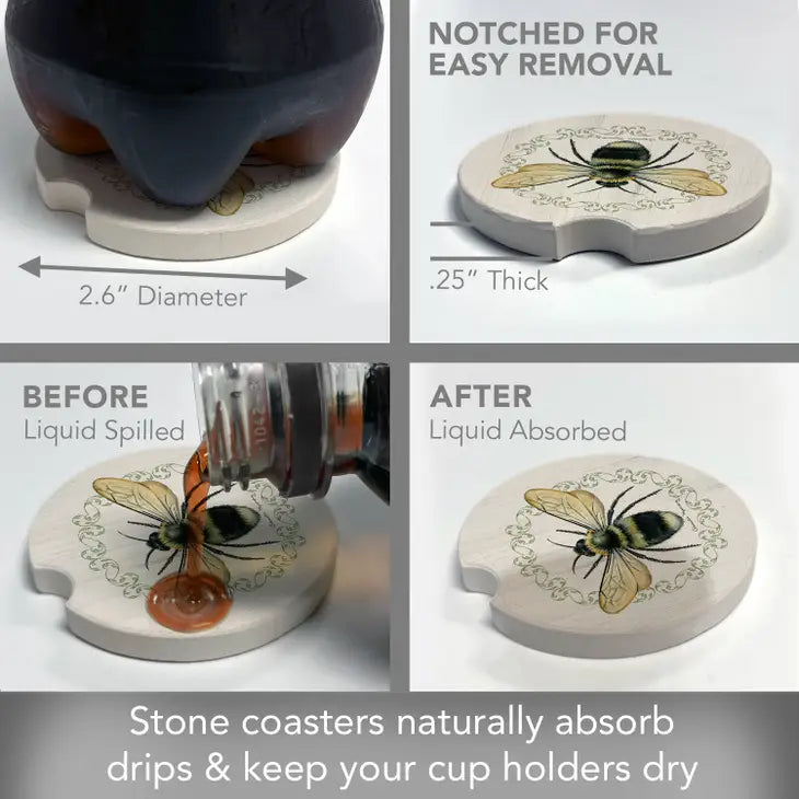 SUMMER BUZZ Absorbent stone car coaster