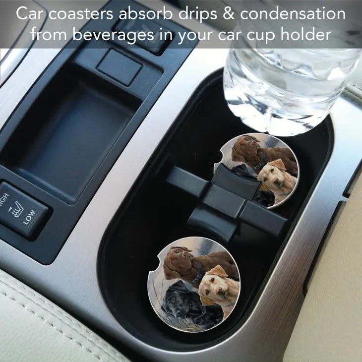 HUNTING DOGS Absorbent stone car coaster