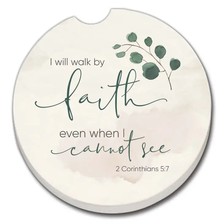 WALK BY FAITH Absorbent stone car coaster