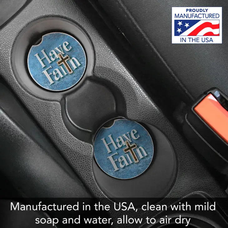 HAVE FAITH Absorbent stone car coaster