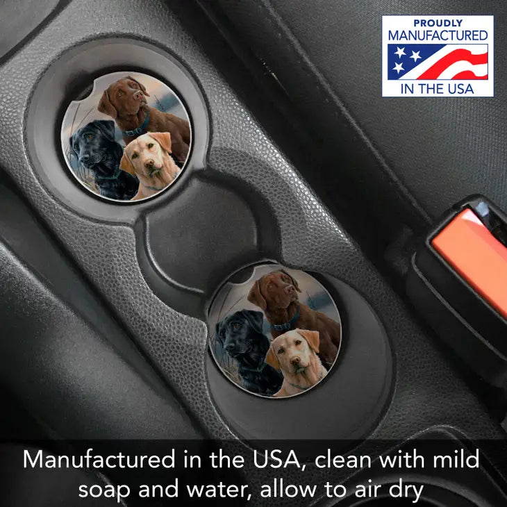HUNTING DOGS Absorbent stone car coaster