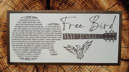 Free Bird sign - Lynyrd Skynyrd - Custom gifts - Song lyrics, gift shop