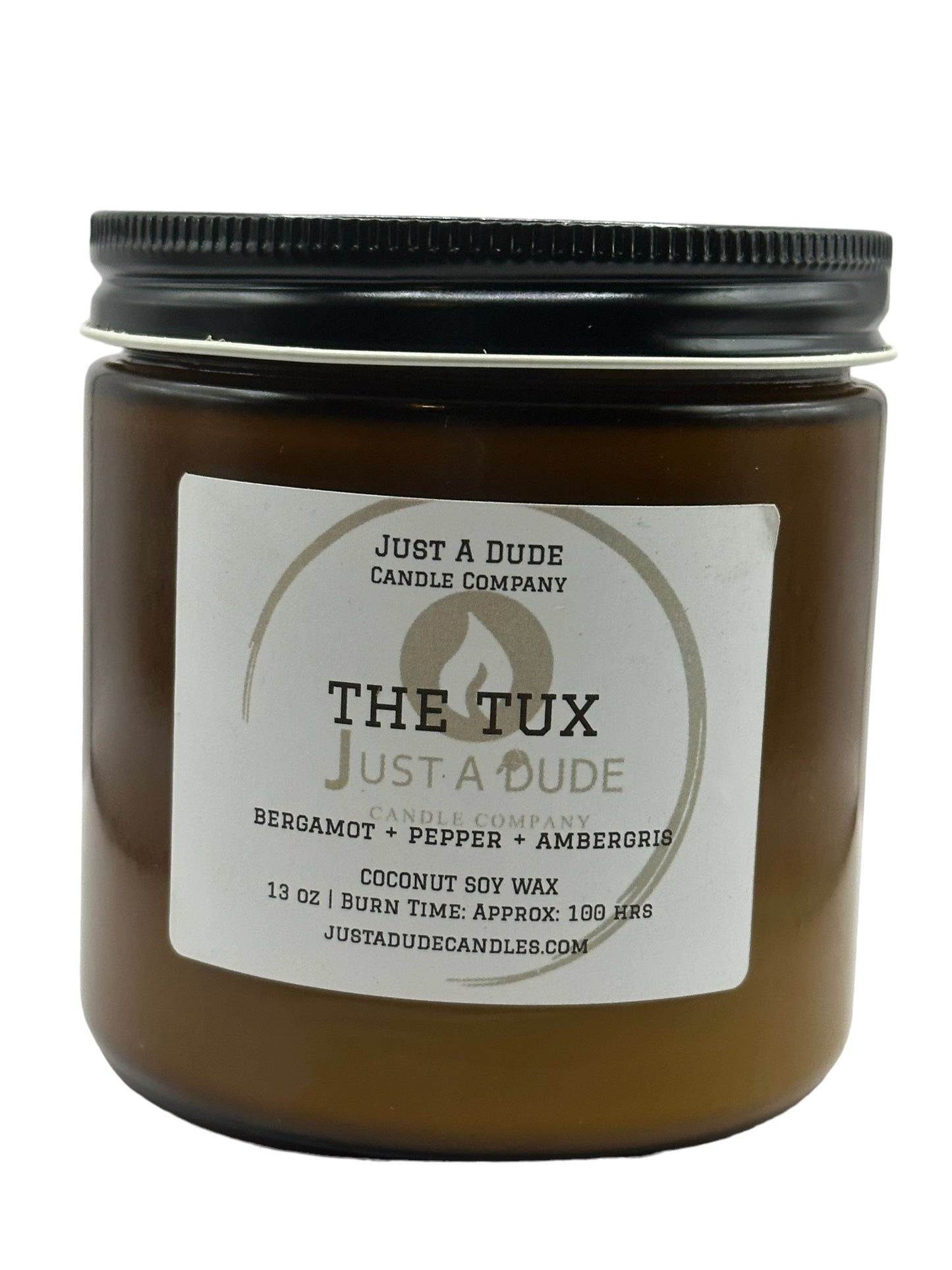 THE TUX  (BERGAMOT + PEPPER + AMBERGRIS) AMBER JAR COLLECTION-JUST A DUDE SIGNATURE CANDLE
