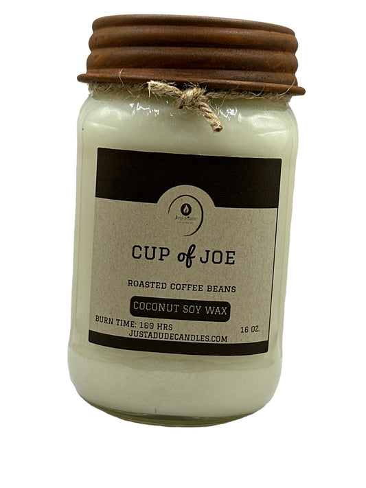 CUP OF JOE (ROASTED COFFEE) FARMHOUSE STYLE MASON JAR