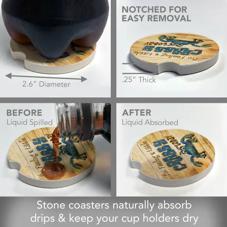 A LITTLE CRABBY Absorbent stone car coaster