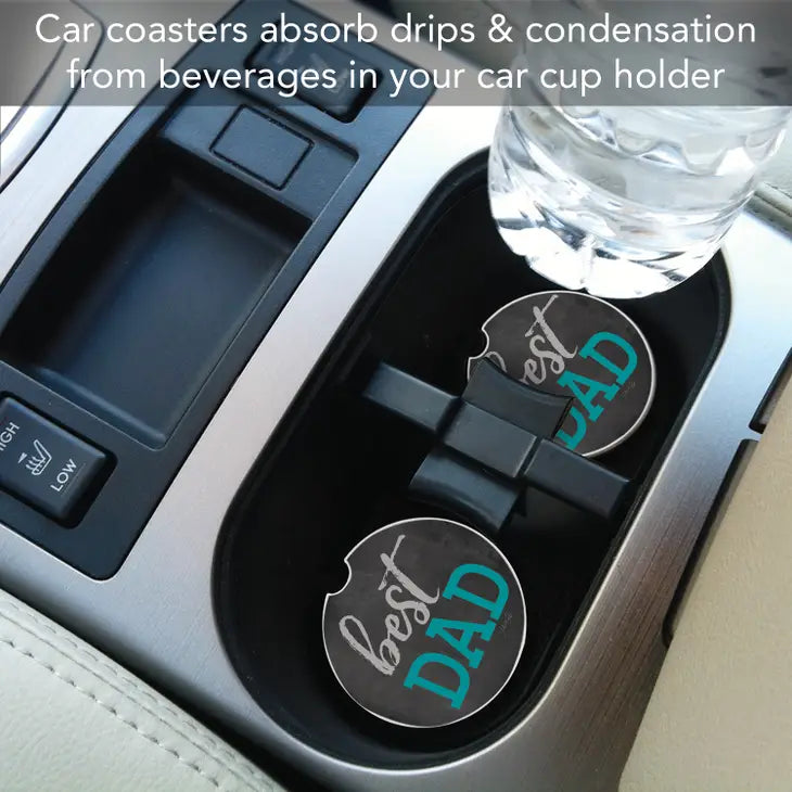 BEST DAD Absorbent stone car coaster