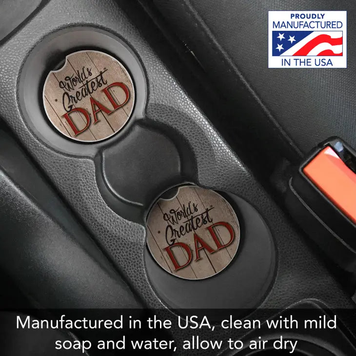 WORLD'S GREATEST DAD Absorbent stone car coaster