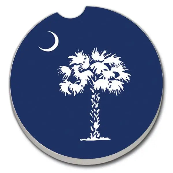 SC STATE FLAG Absorbent stone car coaster